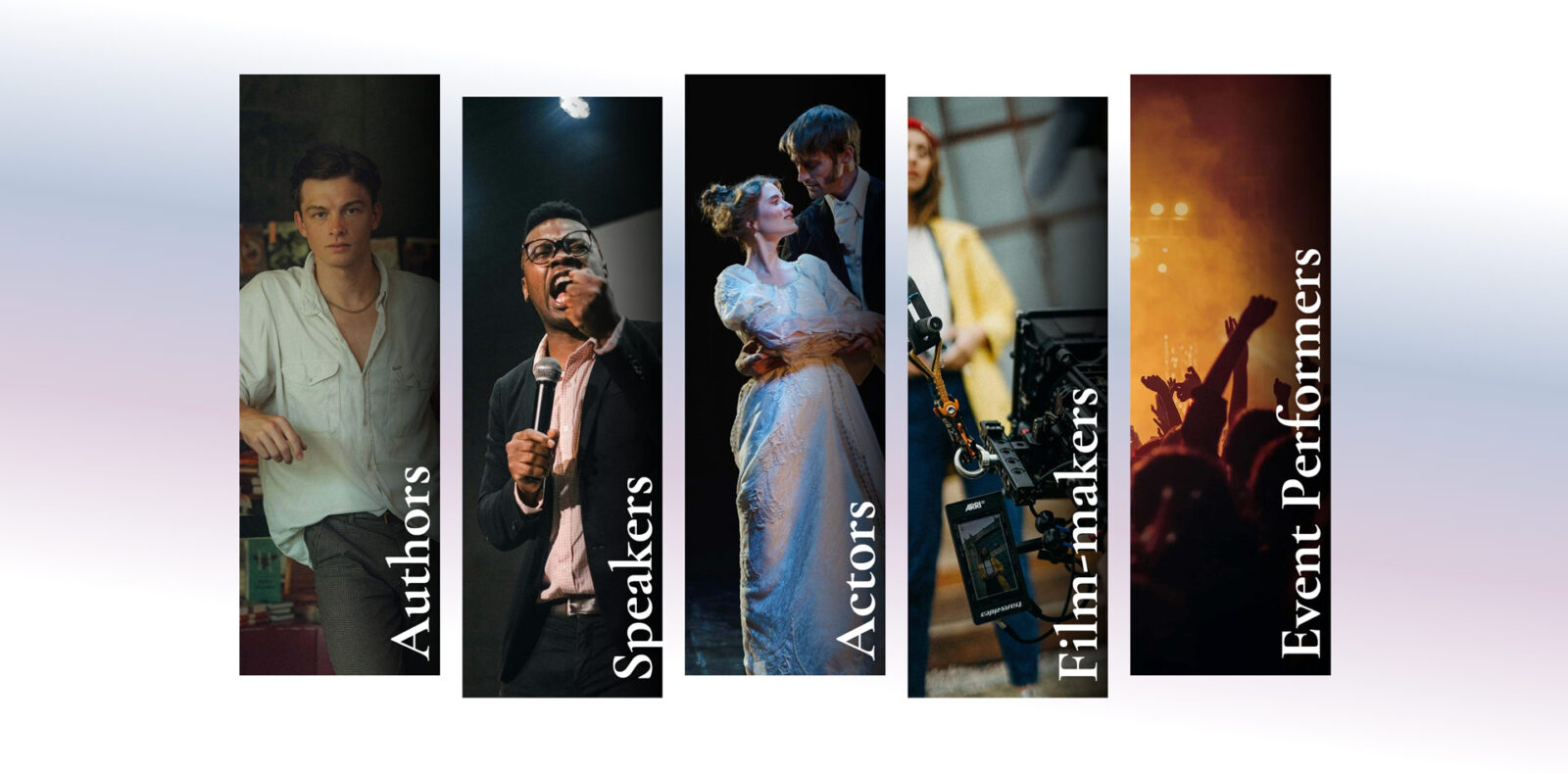 an arrangement of talent types represented with photos and labels